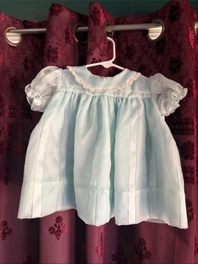 3/$20 Vintage Light Blue Puff Sleeve Baby Dress 15-18 Months